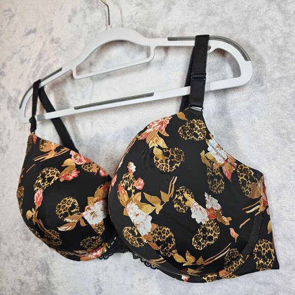 Torrid Curve Floral & Leopard Print Padded Underwire Bra 42DDD Black - Picture 4 of 13